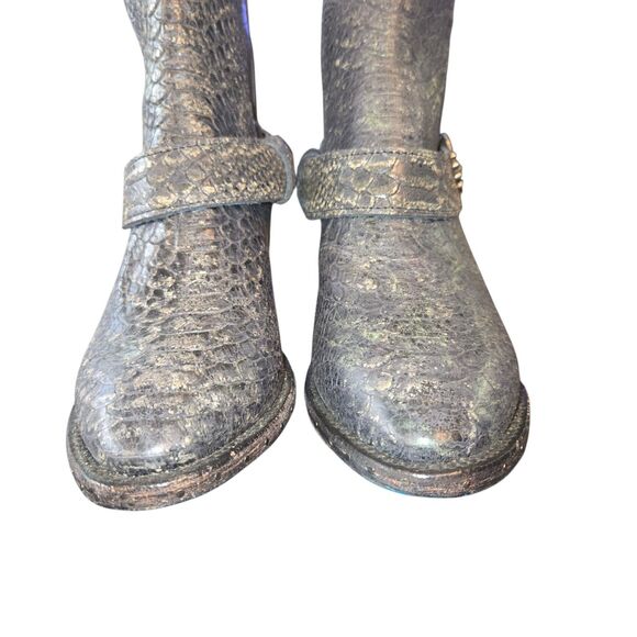 Lane NEW LB0470 Mattie Booties Size 7.5 Black Croc Embossed Leather Western - Picture 3 of 15